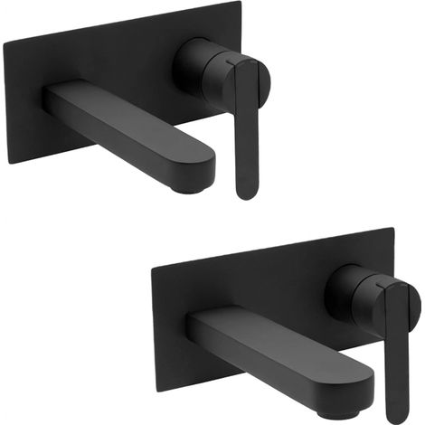 Francis Pegler Strata Black Tap Set Wall Mounted Basin Mono & Bath Filler (1/3)