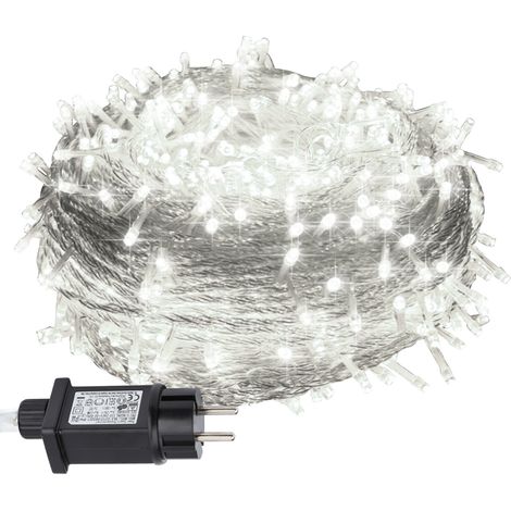 Jiubiaz 100 m di luci natalizie a LED 500 LED IP44 impermeabili Illuminazione esterna Giardino Decorazioni interne per feste natalizie Matrimoni Bianco freddo (1/5)