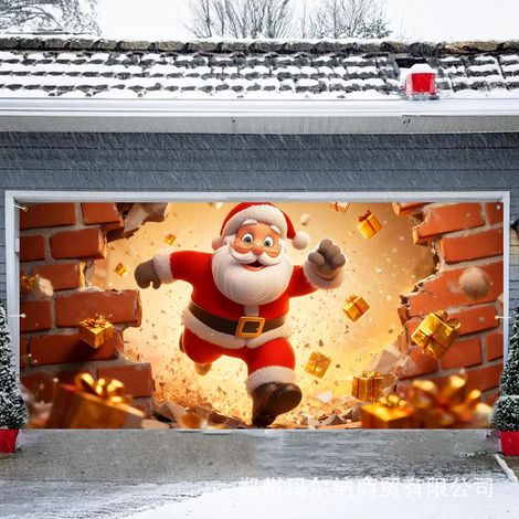 Stickers muraux de Noël - Grands stickers muraux Père Noël, 200 x 150 cm. Conviennent pour décorer les murs, les portes de garage et les fonds de scène intérieurs et extérieurs.