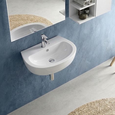 Lavabo sospeso 55 cm bianco lucido Demy Dolomite (1/5)