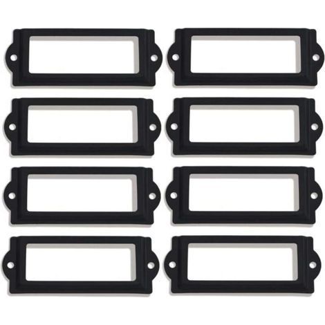 Pack of 50 Vintage Black Galvanized Metal Label Clips, 60 x 17 mm, for Bookcase Drawer (1/5)