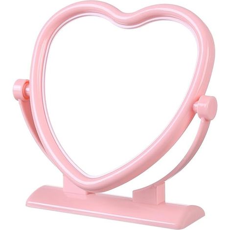 Miroir De Table en Forme De Cœur Miroir Double Face Rotatif De Maquillage pour Bureau Coiffeuse Chambre Et Décoration Romantique Format Compact 5.91 X 5.31 X 1.57 in (1/5)