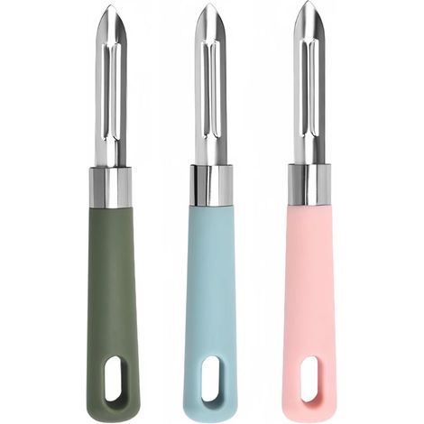 Set of 3 Vegetable Peelers, Vegetable Peelers with Stainless Steel Blades, Double-Edged Stainless Steel for Apples, Potatoes, Tomatoes and Other Foods (1/2)