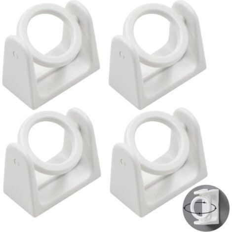 Support Tringle Penderie Rideau Barre - 4 Pièces Douilles Poteau Tige Bride Forme Fixation Murale Clothes Pole Holder Sans Perçage Auto Adhésifs Convient Rideaux Porte Serviettes Maison Salle Bain