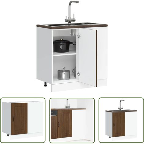 vidaXL Armoire de cuisine Kalmar chêne marron bois d'ingénierie (1/5)