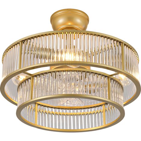 Ventilador de techo de cristal de 19 pulgadas con luz, ABS, app y mando, dorado (1/5)