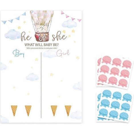 Wahlplakat für Junge oder Mädchen, Gender-Reveal-Spiel mit Aufklebern, Babyparty-Dekoration, interaktives Hasenposter.