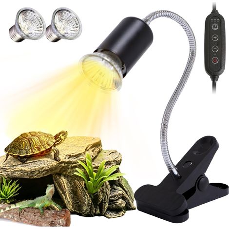 Lampe chauffante tortue minuterie, régulateur et 2 ampoules 50W (1/5)