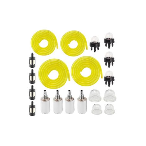 Lot de 2 Kit durites essence 4 tailles – Avec filtre, bulbe, cuve, pour tondeuse, tronçonneuse, souffleur, entretien complet (1/5)