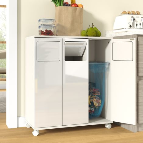 Mueble de reciclaje de 3 puertas con ruedas, 69,3 x 35 x 80,3 cm, OKMYHOME (1/5)