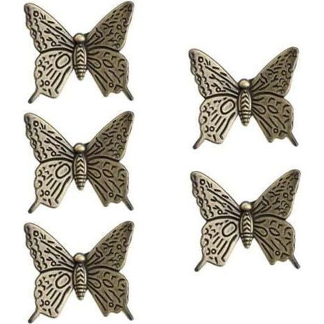 (Bronze) 5 Stück Retro-Möbelschubladengriffe, Vintage-Schmetterlings-Schranktürgriffe aus Zinklegierung, 43 mm