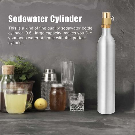 Bouteille CO2 0,6L haute pression avec adaptateur recharge CGA320, cylindre acier pour eau gazeuse soda. (1/5)