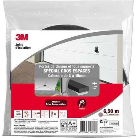 3M - joint de mousse porte de garage gros espace 2 à 15 mm 6.5 m