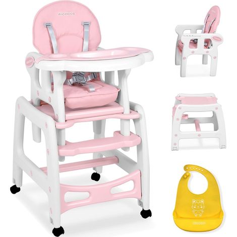Sedia da pranzo multifunzionale 5 in 1 sinco rosa
