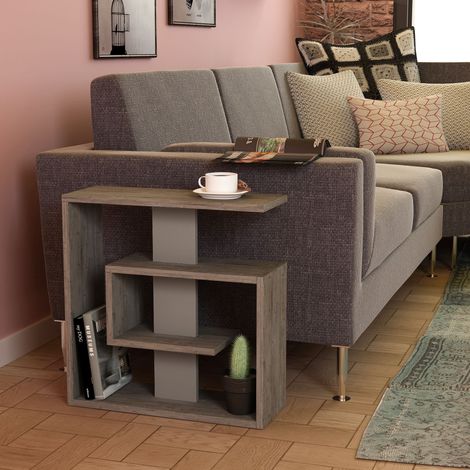 Decortie Saly Moderner Beistelltisch Dunkel KaffeeMokka Grau Mehrzweck mit Kreativität H 57cm 3 Etagen (1/3)