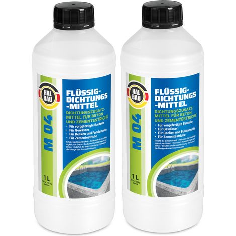 HALBAU Flüssiger Dichtungsmittel für Beton Zementestrich Mörtelzusatzmittel Plastifizierer M04 - 2L