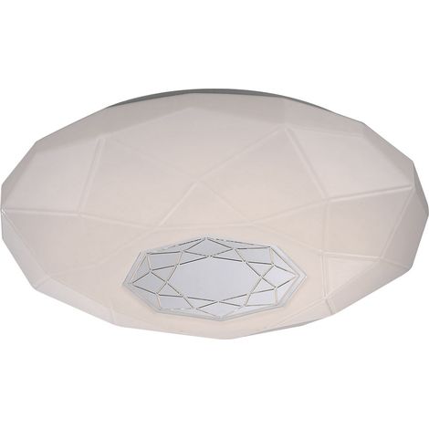 Plafoniera plafoniera lampada soggiorno lampada sala da pranzo lampada camera da letto, decoro bianco specchiato, 1x LED 21W 1830Lm bianco neutro, DxH 40x10,5cm