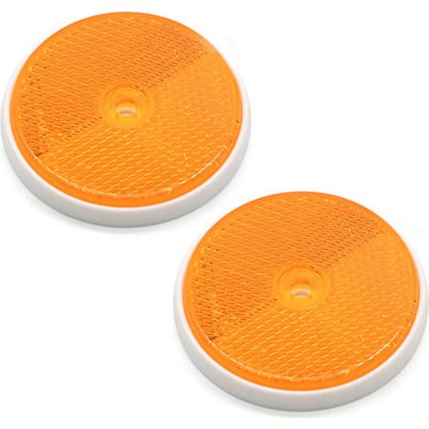 Set of 2 Round Reflectors E9 Approved Round Screw Back Reflectors Safety Reflective Reflectors for Barrier Posts/Caravan/RV/Tractor (Round-1 Mounting Hole) (1/5)