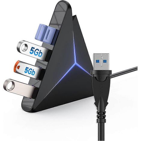 4-Port USB 3.0 Hub mit USB A 5 Gbit/s Anschlüssen, Splitter, Dockingstation für Maus, Tastatur, Laptop und Desktop-PC. (1/5)