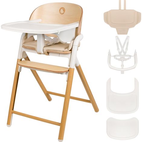 Chaise Haute Bébé Évolutive en Bois 3 en 1, Jusqu’à 110 kg (1/5)