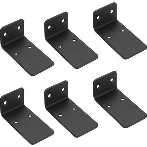 6 Pièces Equerre Etagere Murale, 90mm Support Etagere Murale , Supports d'étagères Flottants a L, Equerre Metal Noir, Support étagère Murale Fixation Etagere Invisible pour Étagères (1/5)