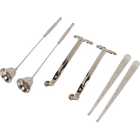 Kit d'accessoires pour bougies 6 pièces : coupe-mèche, trempette à mèche, éteignoir, acier inoxydable, prise en main facile, utilisation facile et kit d'entretien durable. (1/5)