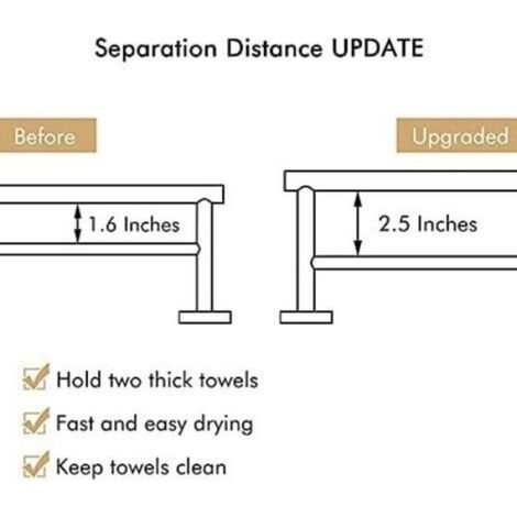 Porte-Serviettes - Acier Inoxydable SUS 304 Brossé - Murale Double Couche Pour Salle De Bain - 60 cm (1/5)