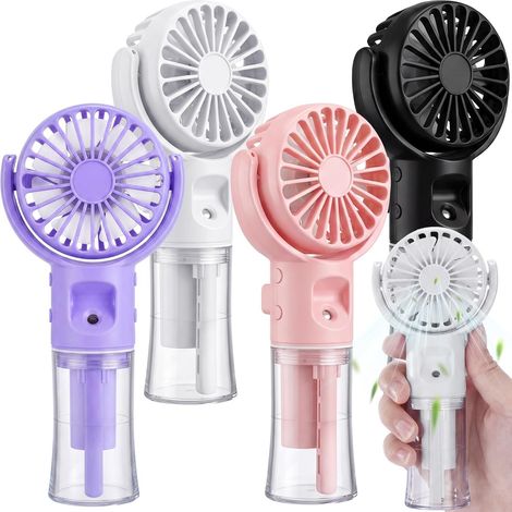 4 Pack Handheld Misting Fan Portable Rechargeable 4-Speed Cooling Fan 25ml Tank Personal Use for Travel Camping Outdoor Summer (1/5)