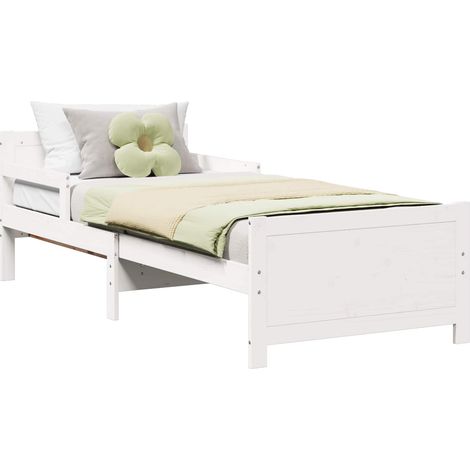 Maison Exclusive - Bettrahmen mit Kopfteil Weiß 80 x 200 cm Holzw