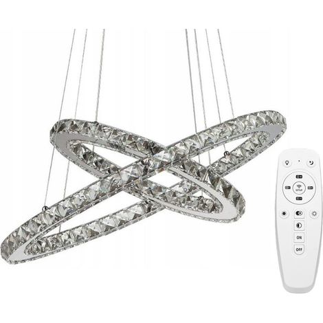 LÁMPARA de SUSPENSIÓN APP418-CP CRISTAL ANILLO LED + CONTROL REMOTO 2-PUNTOS de LUZ 50X50CM AJUSTABLE