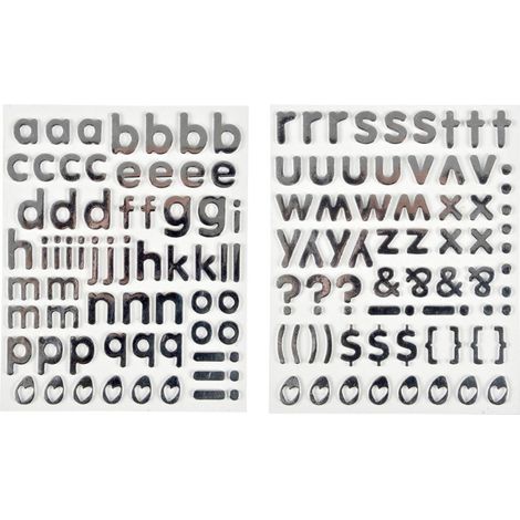 Lot de 2 Planches de Stickers "Alphabet" 2cm Argent (1/2)