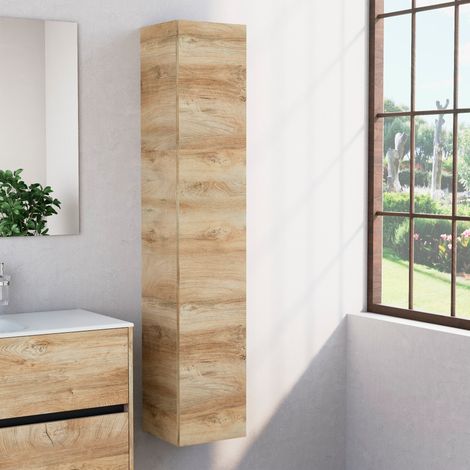 Inda - Colonna bagno con anta SX e 4 ripiani 30x160 cm - Rovere (1/4)