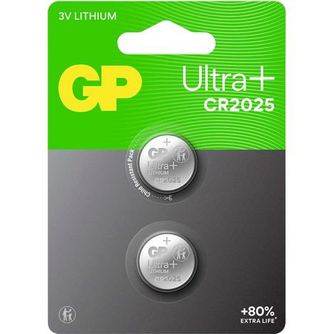GP Knopfzelle CR 2025 3 V 2 St. 160 mAh Li-MnO2 GP Ultra Plus Batterie Lithium Knopfzelle CR2025 2 S
