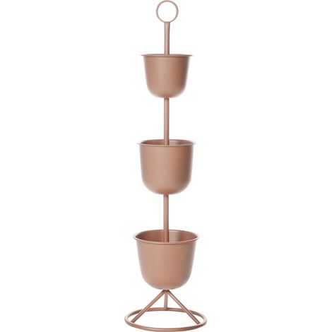 Soporte para macetas de 3 niveles para interior y exterior redonda 28 x 28 x 110 cm de hierro marrón Renge