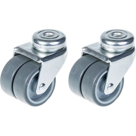 Rollen - 50 mm - Graues Gummi - Set von 2 - Tragfähigkeit 140 kg