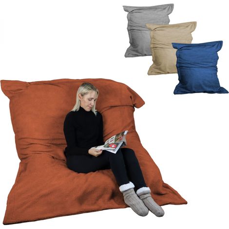 Pouf géant XXL, fauteuil d'intérieur déhoussable - 150 x 180 cm - Sherpa - Terracotta - Vivezen (1/5)
