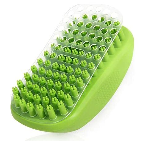 Professional Dog Shampoo Grooming Brush for Washing & Massaging Dogs, Cats, Horses. Soft Rubber Bristles Curry Comb Gently Removes Dirt, Grime, Loose Fur. Use it Wet or Dry. (1/4)