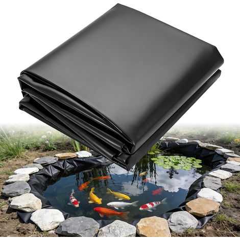 Revestimiento negro para estanques, 0,2 mm de grosor, 2 x 3 m, PVC. Ideal para cascadas, estanques, fuentes de jardín, elementos acuáticos y estanques de peces. Fácil de usar e impermeable. (1/5)