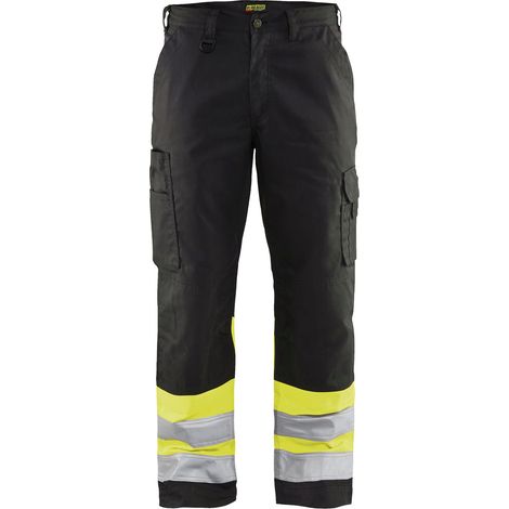 Pantalón de trabajo de alta visibilidad 1564 - Negro/Amarillo fluorescente 4XL - ES(58) - SE(C64) - Normas