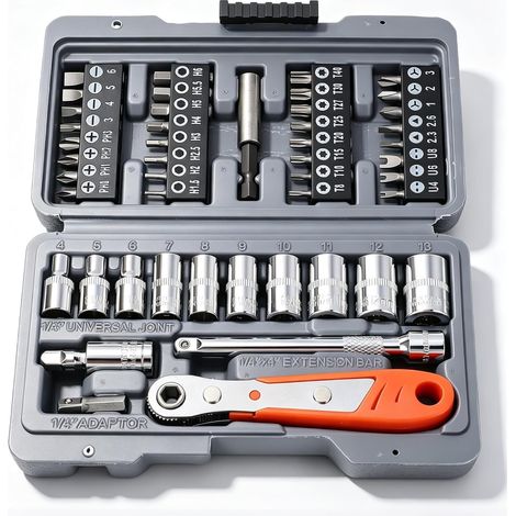 47 PCS Tournevis à clé cliquet Ensemble de tournevis haute densité CRV ACIER ANTI SLOT SLIP POUR LES TRAVAILLERS D'ENTRETIEN POLUDÉS - (1/5)