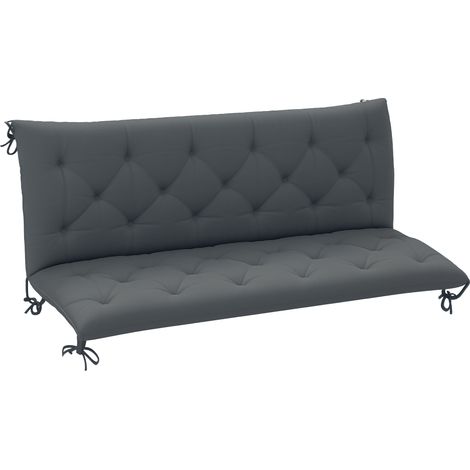 Outsunny 3 Seater Bench Cushion, Garden Chair Cushion with Back and Ties for Indoor and Outdoor Use, 98 x 150 cm, Dark Grey