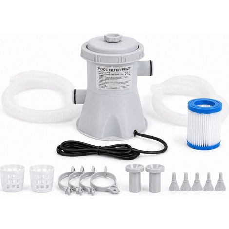 300 GPH Aufstellpool-Filterpumpe, 15 W mit Schlauch – Klare Wasserzirkulation, leises, abgedichtetes ABS-Design für kleine und mittelgroße Pools (1/5)