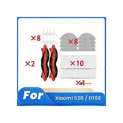 Lot de 29 pièces pour robot aspirateur S20 / D106 : accessoires, pièces de rechange, brosse principale, filtre de nettoyage.