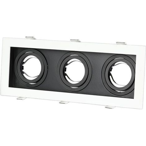 V-TAC Portafaretto LED Triplo da Incasso rettangolare 3GU10 Orientabili Colore Bianco e Nero (1/5)