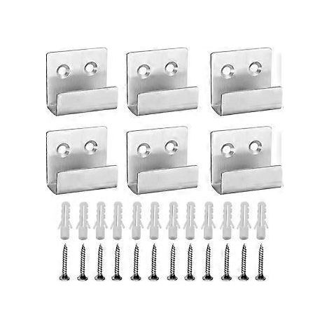 SZTXJ Lot de 6 crochets robustes en acier inoxydable pour carrelage mural, support métallique pour appareils, équerre d'angle en forme de U pour salle de bain, cuisine et garage. (1/5)