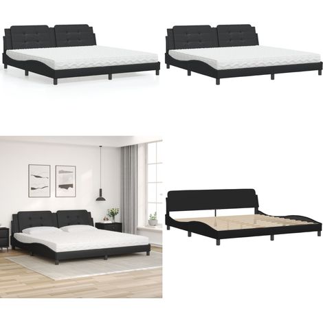 Lit avec matelas noir 200x200 cm similicuir - Lit Double - Lit Avec Matelas - Lit Design - Lit Moderne - Lit Confortable - Home & Living (1/5)
