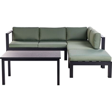 Garten Ecksofa mit Tisch 5-Sitzer MESSINA linksseitig Metall Grün