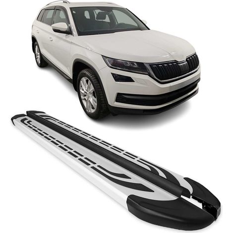 OMAC Marchepieds Latéraux pédale pour Skoda Kodiaq 2017-2023 Aluminium Gris 2Pcs