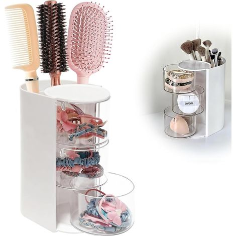 Boîte de rangement rotative anti-poussière, support pour coussin d'œuf de beauté, coiffeuse, rouge à lèvres multicouche et rangement pour pinceaux de maquillage (1/5)
