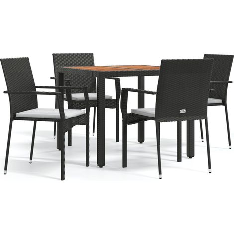 Maison Exclusive - 5-tlg. Garten-Essgruppe mit Kissen Schwarz Pol